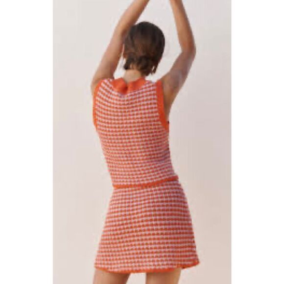 ZARA LILAC PURPIE ORANGE CROCHET CHECK 60'S INSPIRED TOP size L - Picture 8 of 8